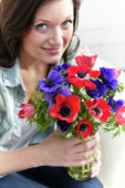 Woman with anemones