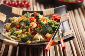 Noodles with broccoli dish