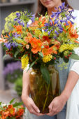 Lady with summer bouquet