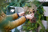 Hanging a christmas wreath