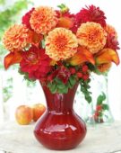 Dahlia bouquet orange and red