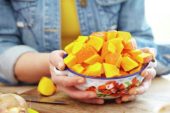 Holding bowl with pumpkin slices