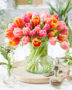 Colourful tulip mix in vase