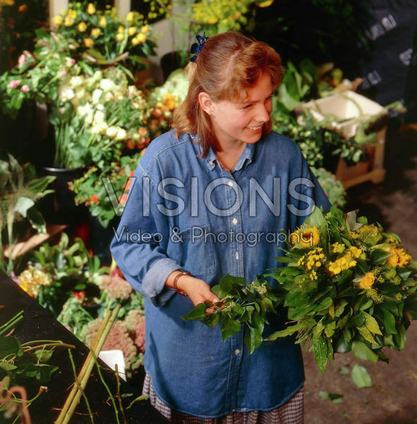 People, making bouquets People, making bouquets