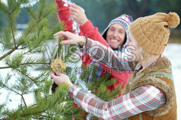 Decorating christmas tree