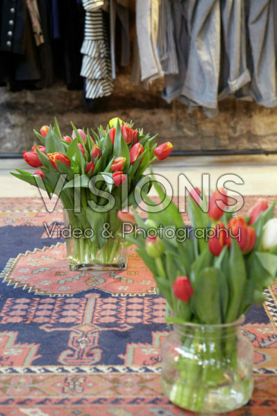 Tulips in clothing store