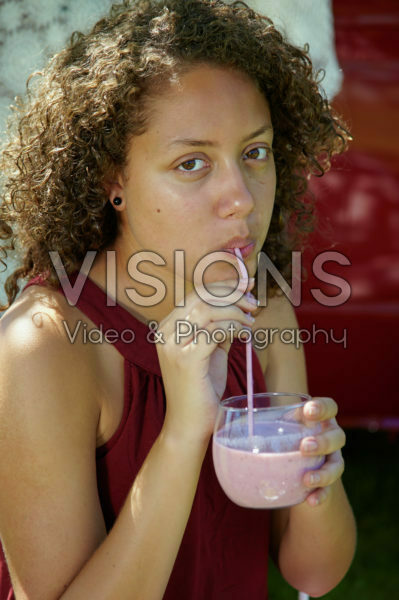 Girl drinking smoothie