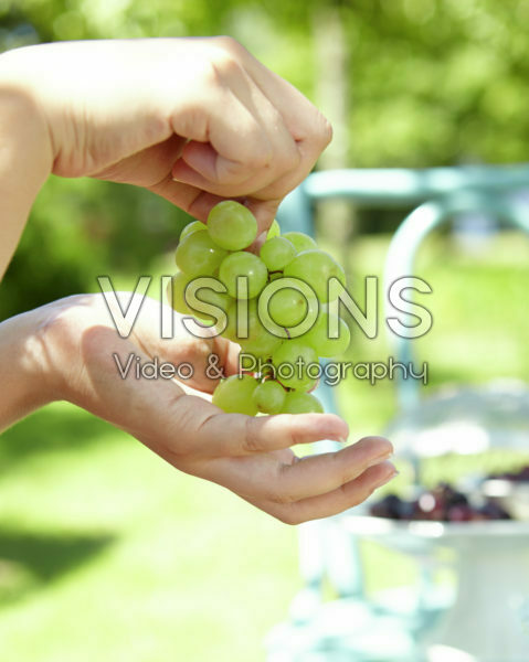 Girl holding grapes