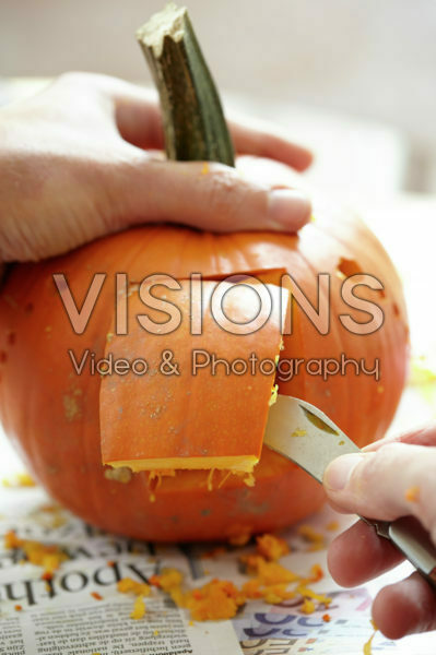 Carving halloween pumpkin