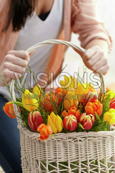 Woman with tulips