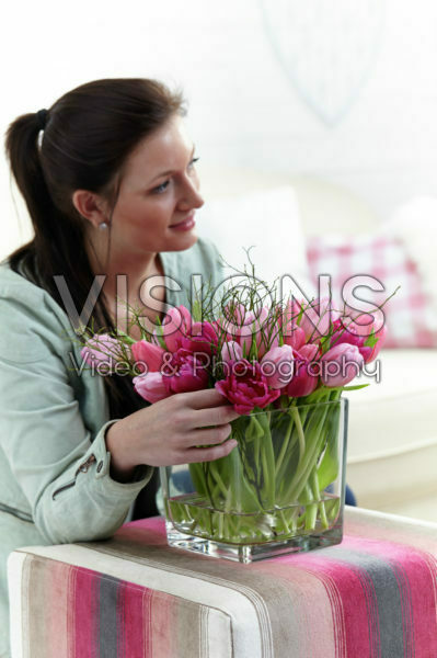 Woman with tulips
