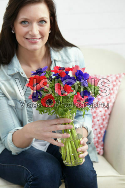 Woman with anemones