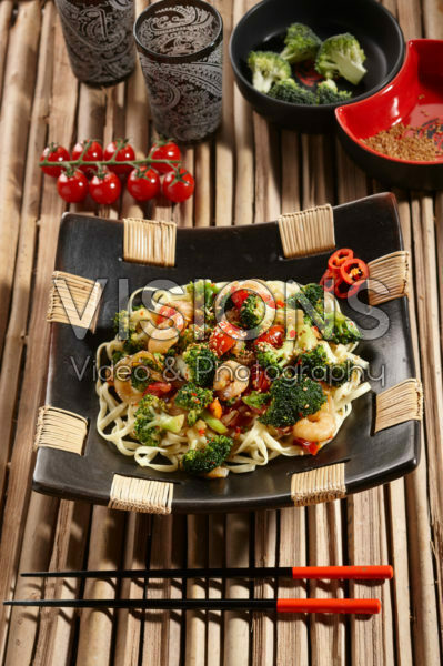 Noodles with broccoli dish