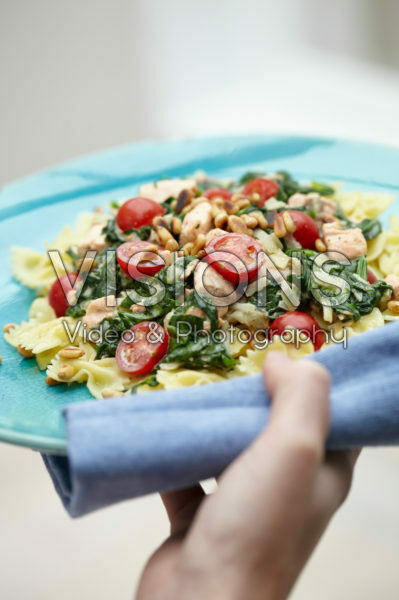 Pasta with spinach dish