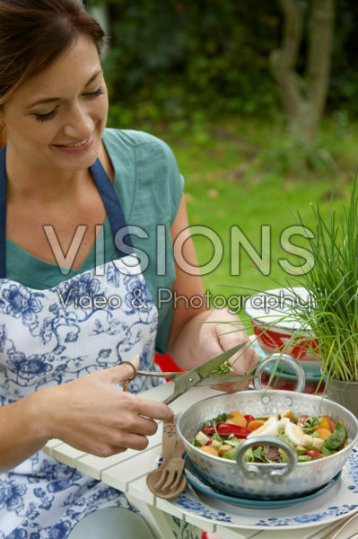 Preparing a summer salad