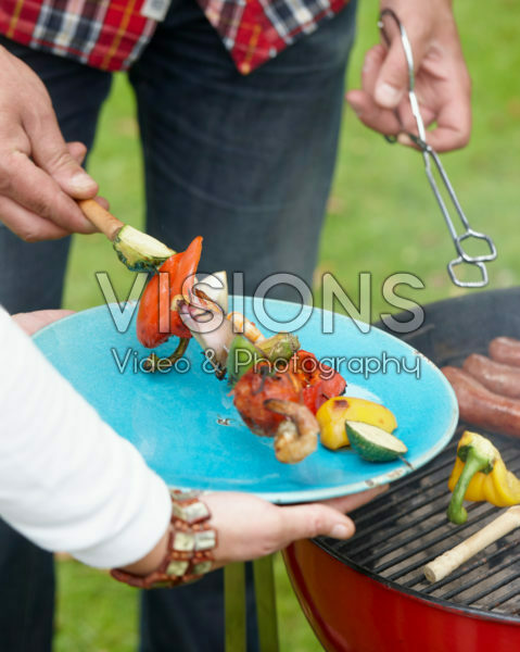 Vegetable and prawn skewer Vegetable and prawn skewer
