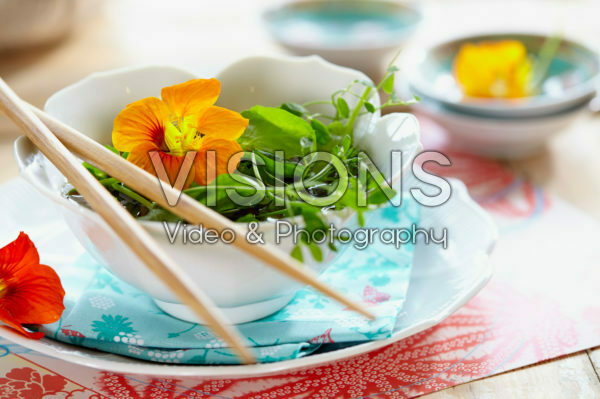 Stock with Crazy Pea and nasturtium Stock with Crazy Pea and nasturtium
