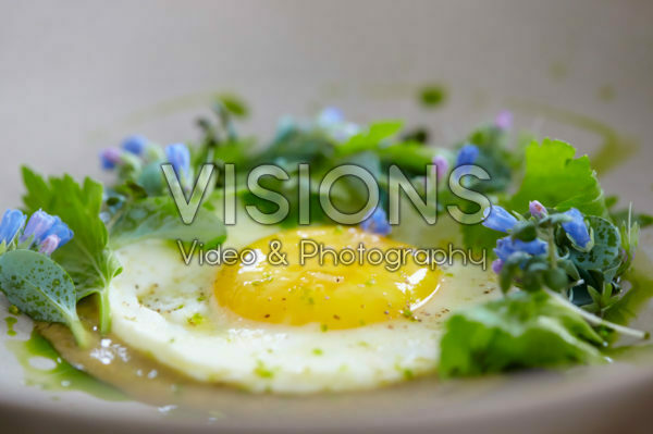 Fried egg with Blue Ocean flowers