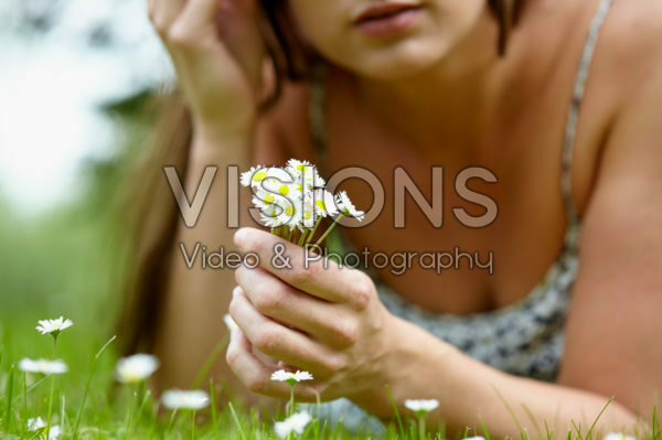Lady with English Daisies