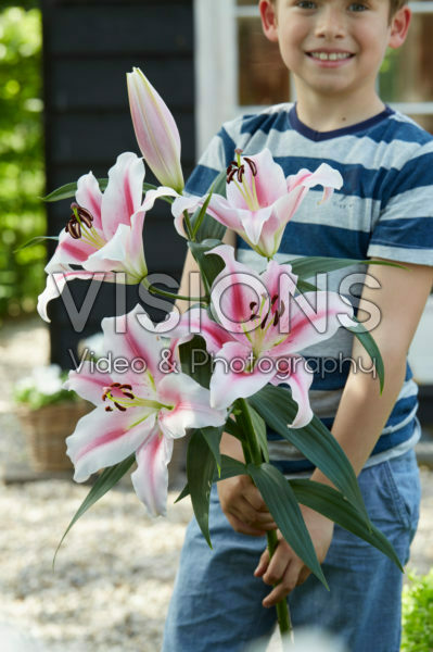 Boy with lilies