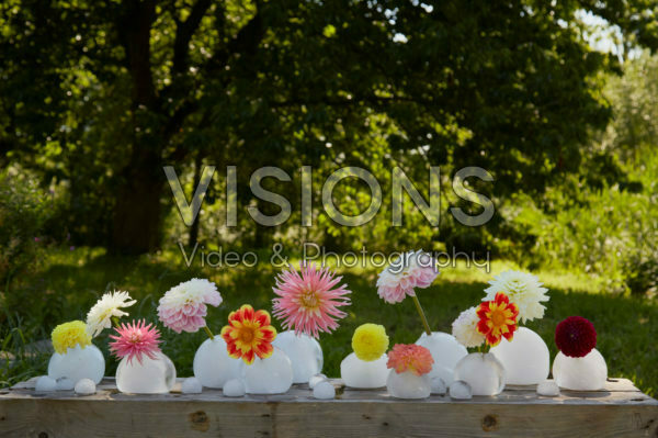 Ice vases with dahlias Ice vases with dahlias
