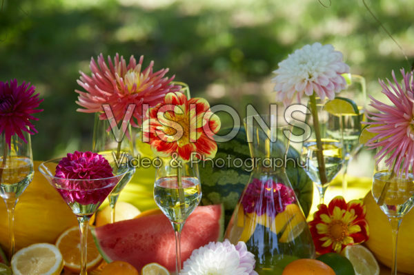 Dahlias in glasses Dahlias in glasses