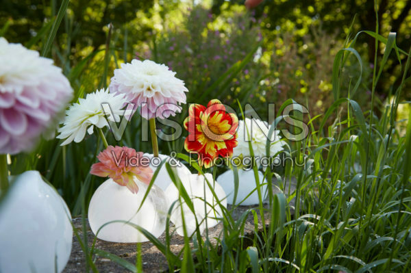 Ice vases with dahlias Ice vases with dahlias