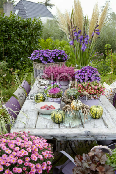 Decorated garden table