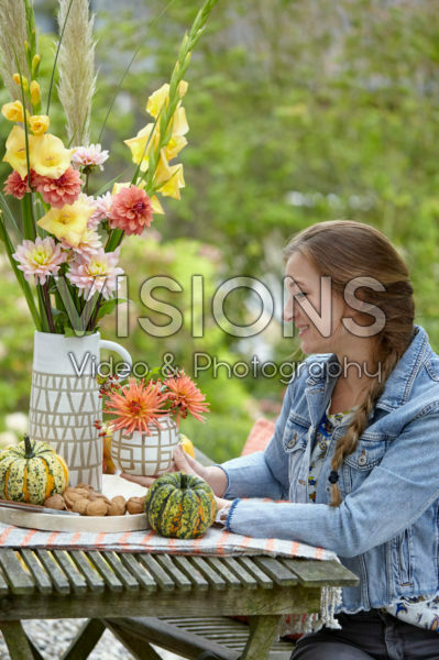 Decorating garden table
