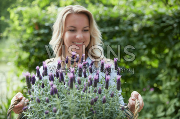 Lady holding lavender