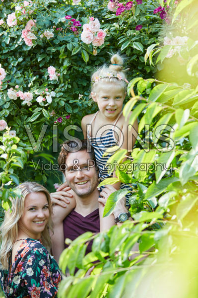 Family in garden