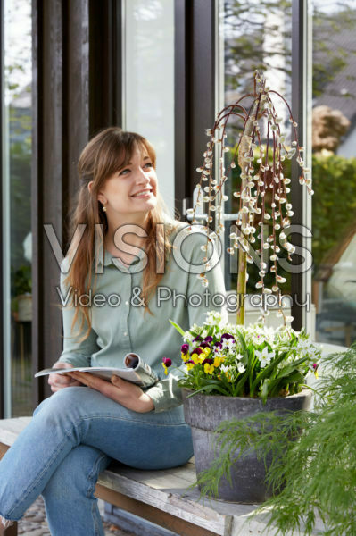 Young lady on patio
