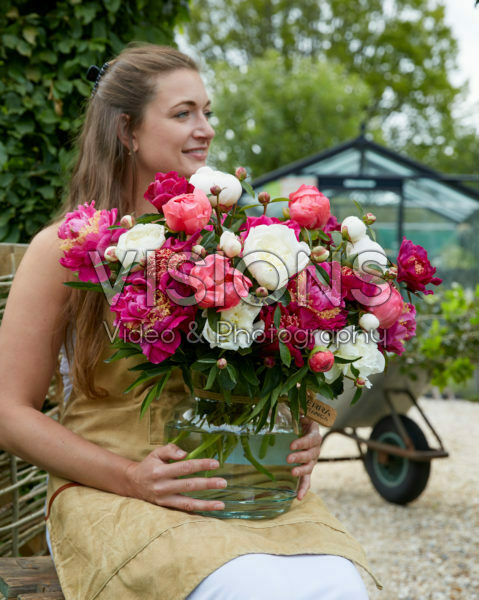 Paeonia roze en wit boeket Paeonia roze en wit boeket