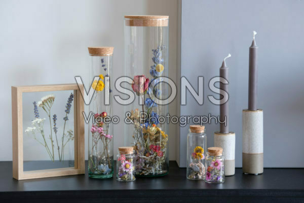 Dried flowers in glass