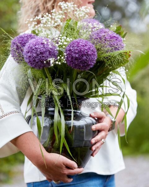 Lady with Allium bouquet