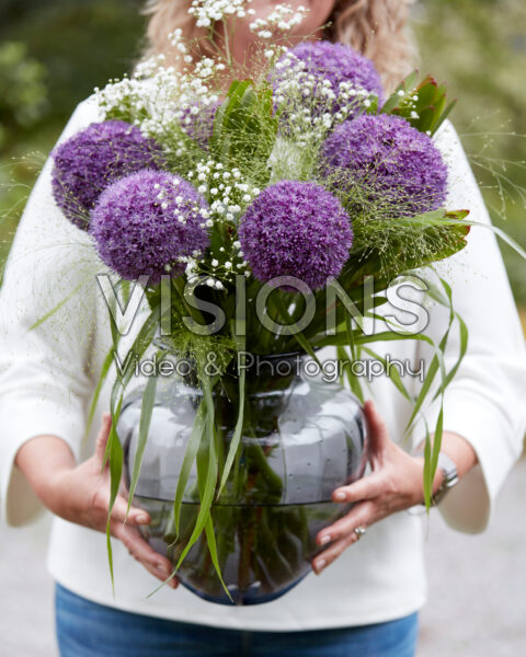 Lady with Allium bouquet