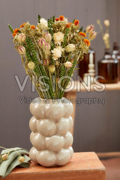Dried flower bouquet in vase Dried flower bouquet in vase