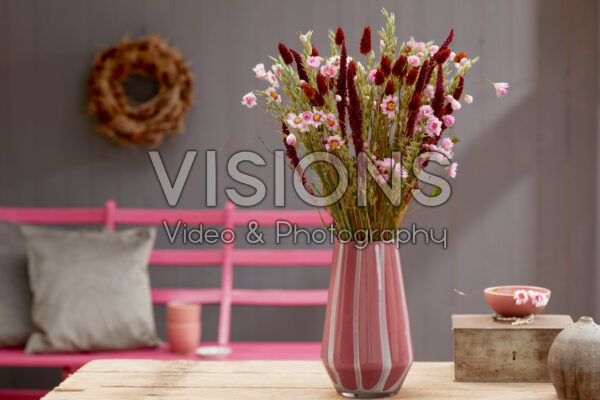 Dried flower bouquet in vase Dried flower bouquet in vase