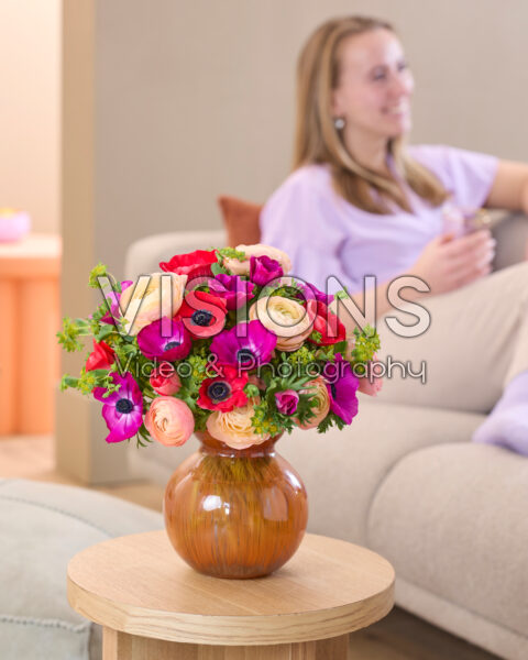 Gemengd boeket Anemone en Ranunculus
