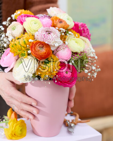 Gemengd dubbelbloemig Ranunculus boeket
