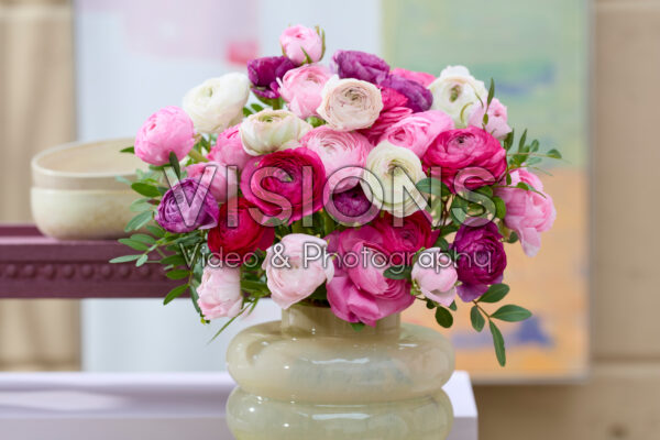 Mixed double flowering Ranunculus bouquet