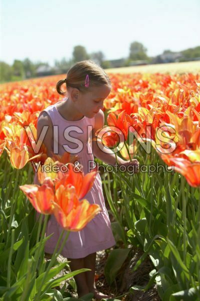 Girl in tulip field