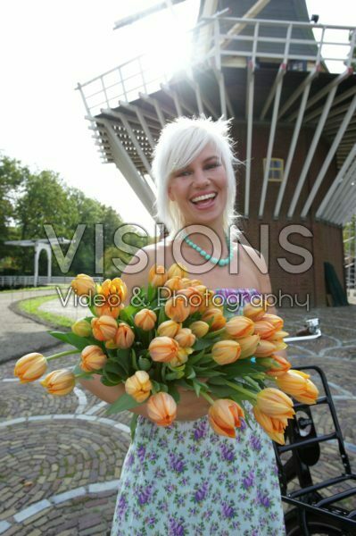 Woman holding tulips