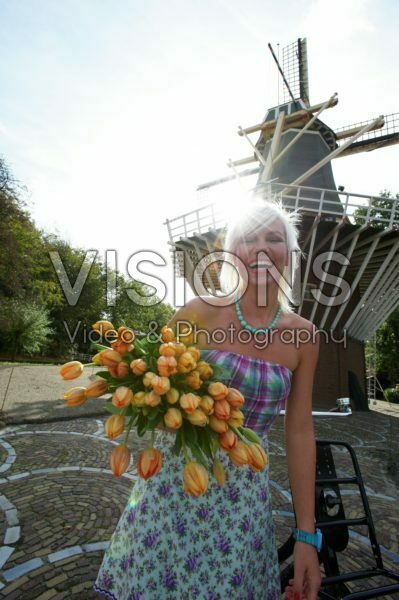 Woman holding tulips