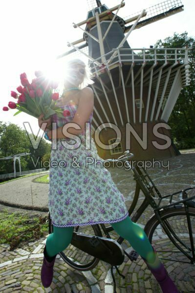 Woman holding tulips