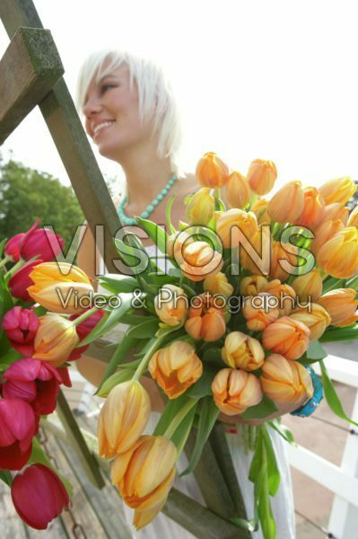 Woman holding tulips