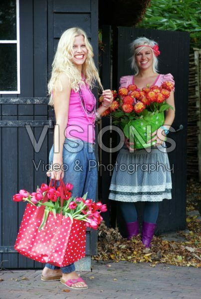 Woman holding tulips