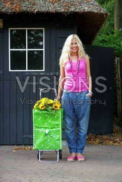 Woman with sunflowers