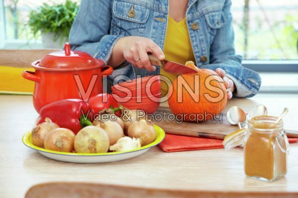 Pompoen snijden voor soep