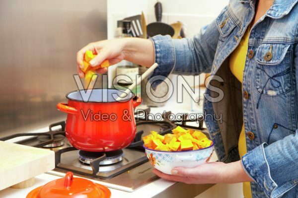 Making pumpkin soup